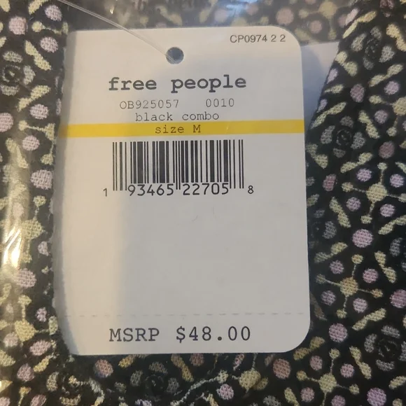 Free People Lucky Now Brami Top in black combo sizes M new with tag - Picture 4 of 5